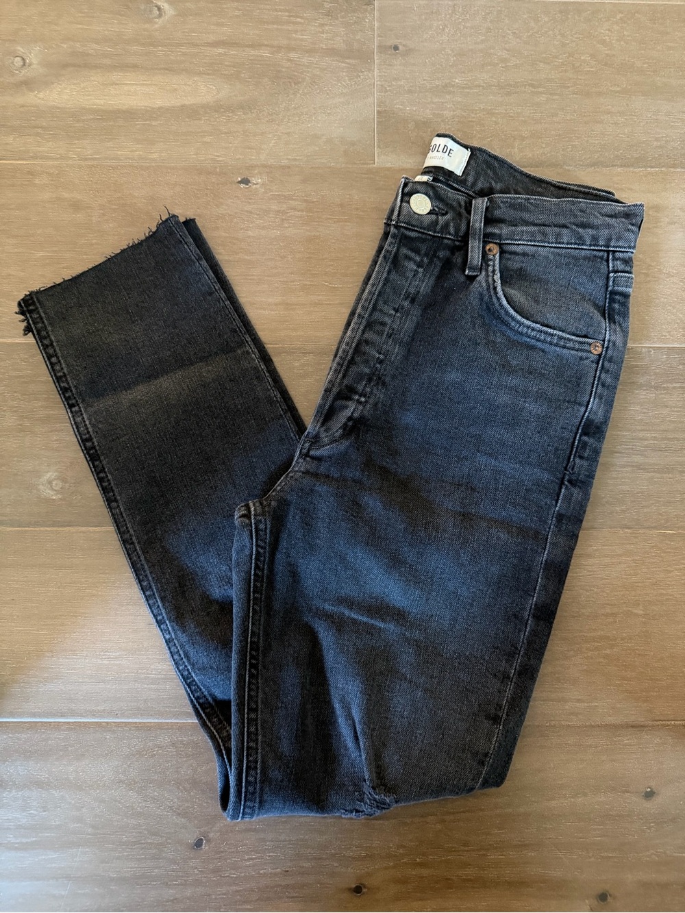 AGOLDE Black Distressed High-Rise Jeans – Size 26